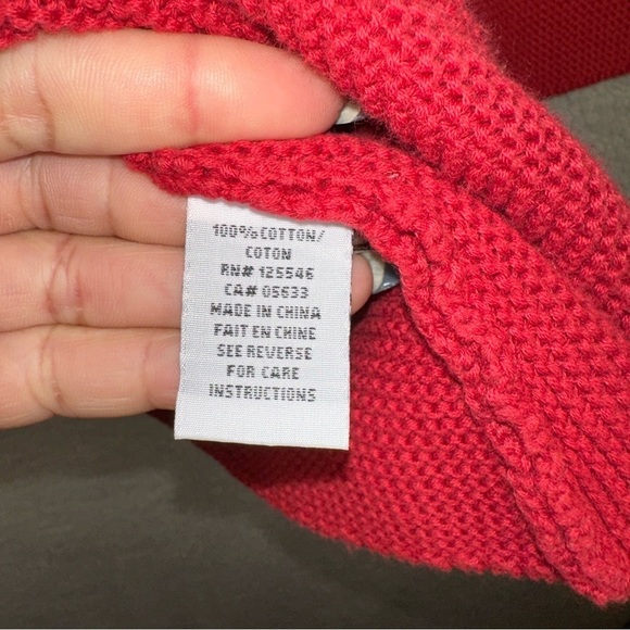 Habitat Sweater Womens Small Red Peruvian Double Knit V-Neck Festive Y2K Boho - Picture 3 of 8